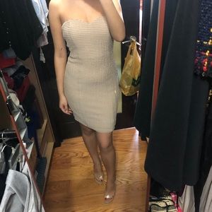 Nude strapless mini dress